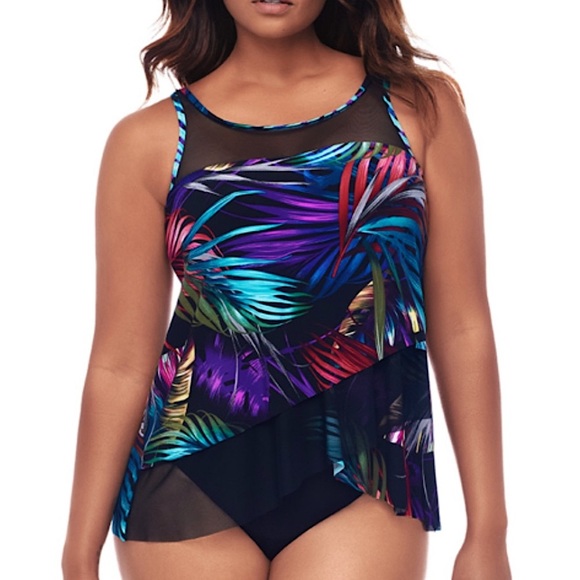 NWOT Miraclesuit Mystical Palms Mirage Top - Picture 2 of 13